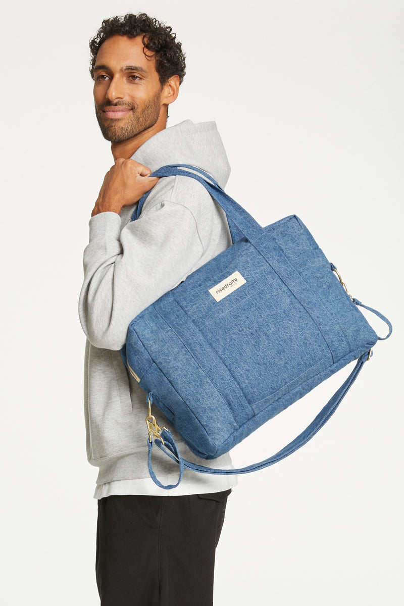 Darcy the anti diaper bag - Upcycled Stonewashed Denim