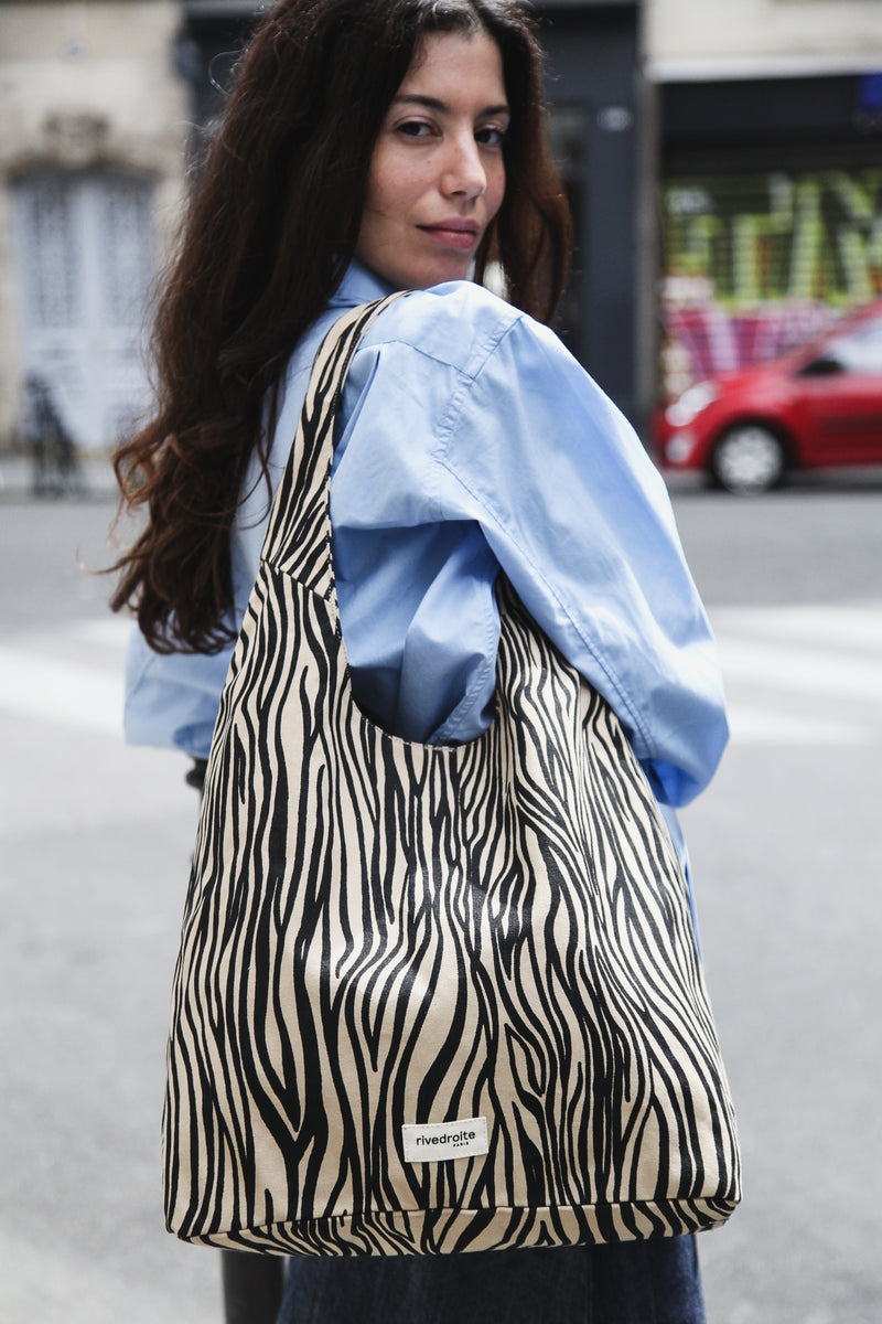 Richelieu the hobo bag - Recycled cotton Zebra – Rivedroite Paris US