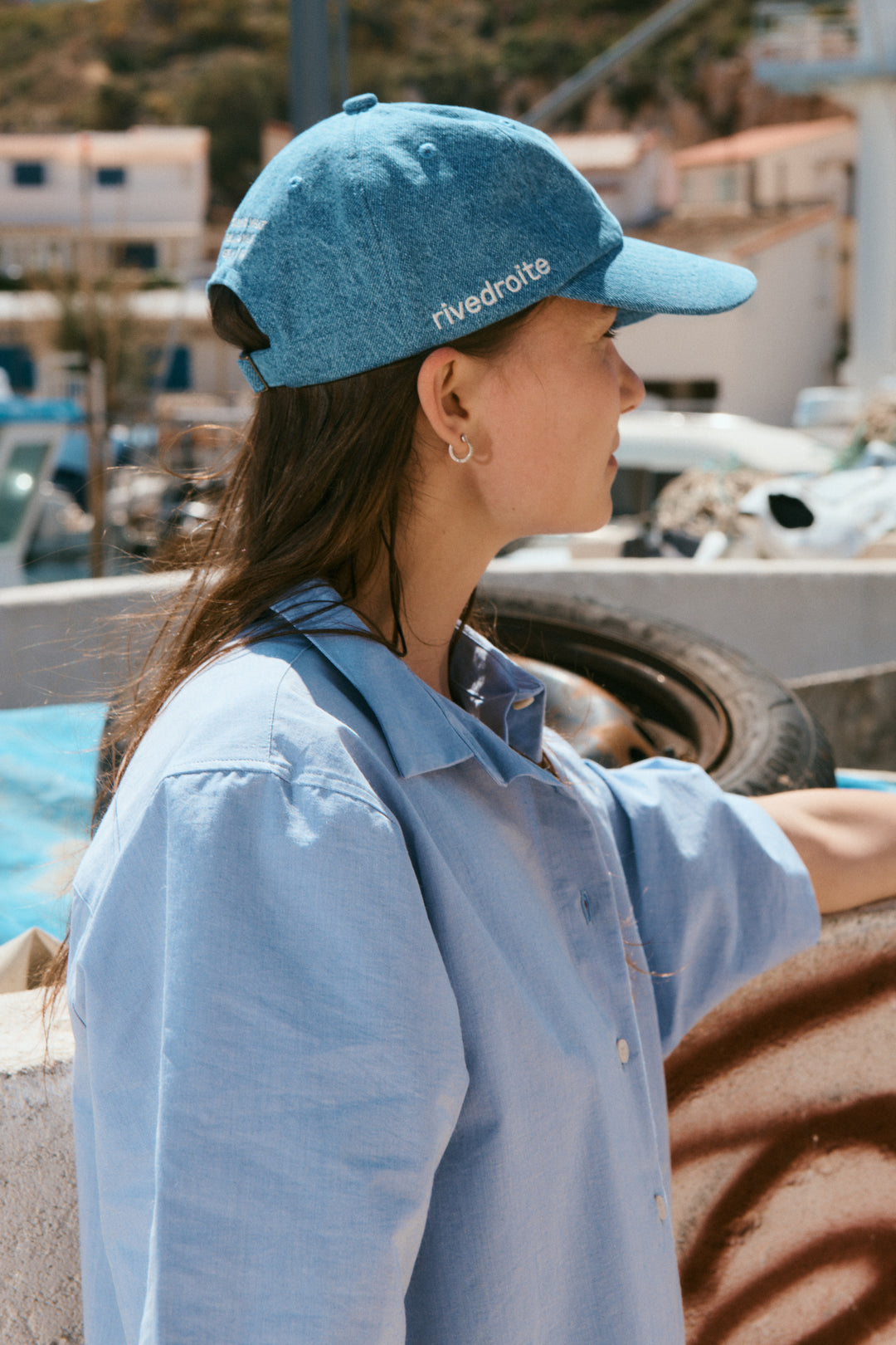【BOHEMIAN SEOUL】25ss WASHED DENIM HUNTING CAP BOHEMIAN SEOUL] GLITCH WASHED DENIM BALL CAP, SNOW GRAY 正規