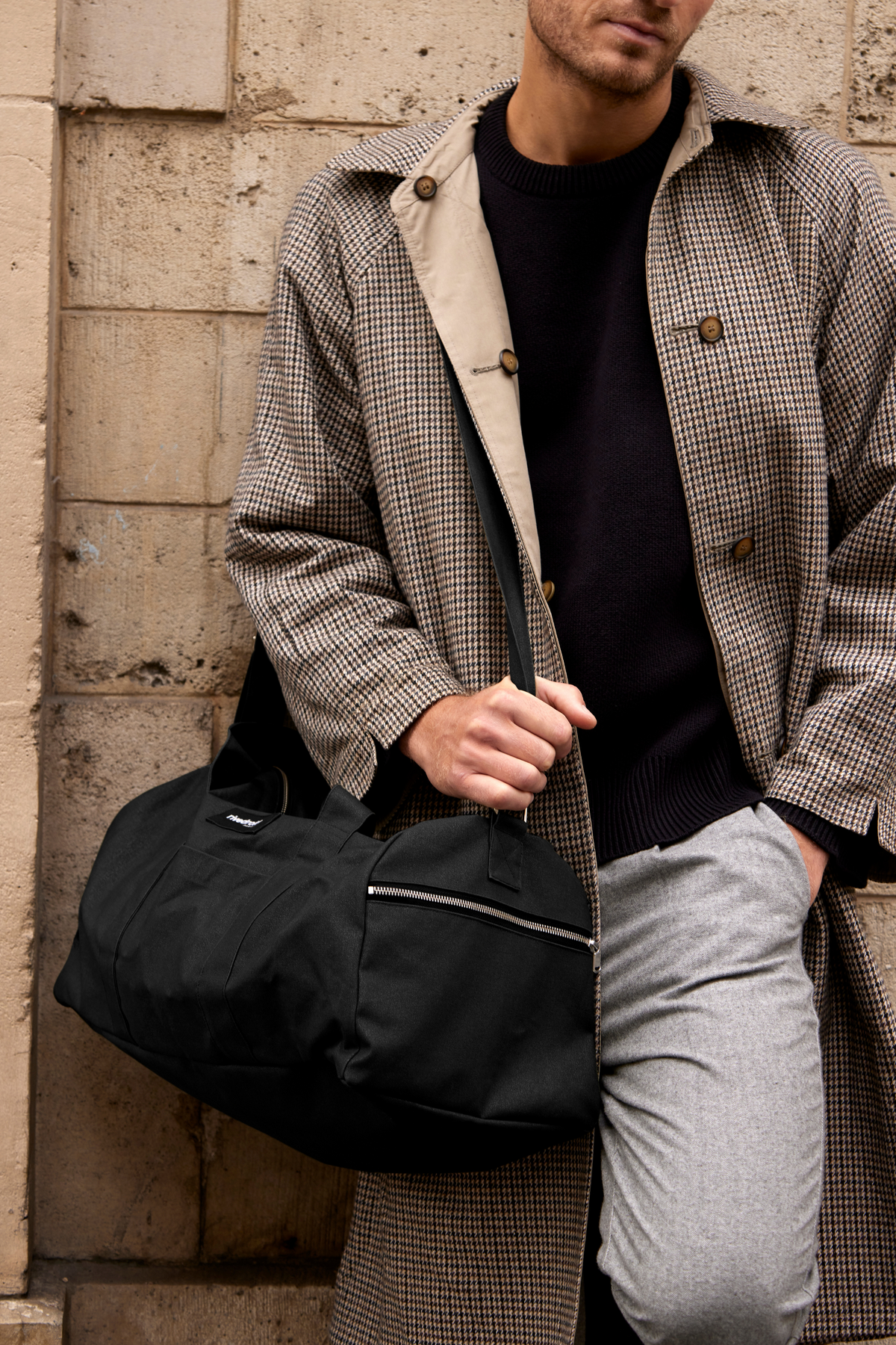Béranger the weekend bag - Recycled cotton Black – Rivedroite Paris US