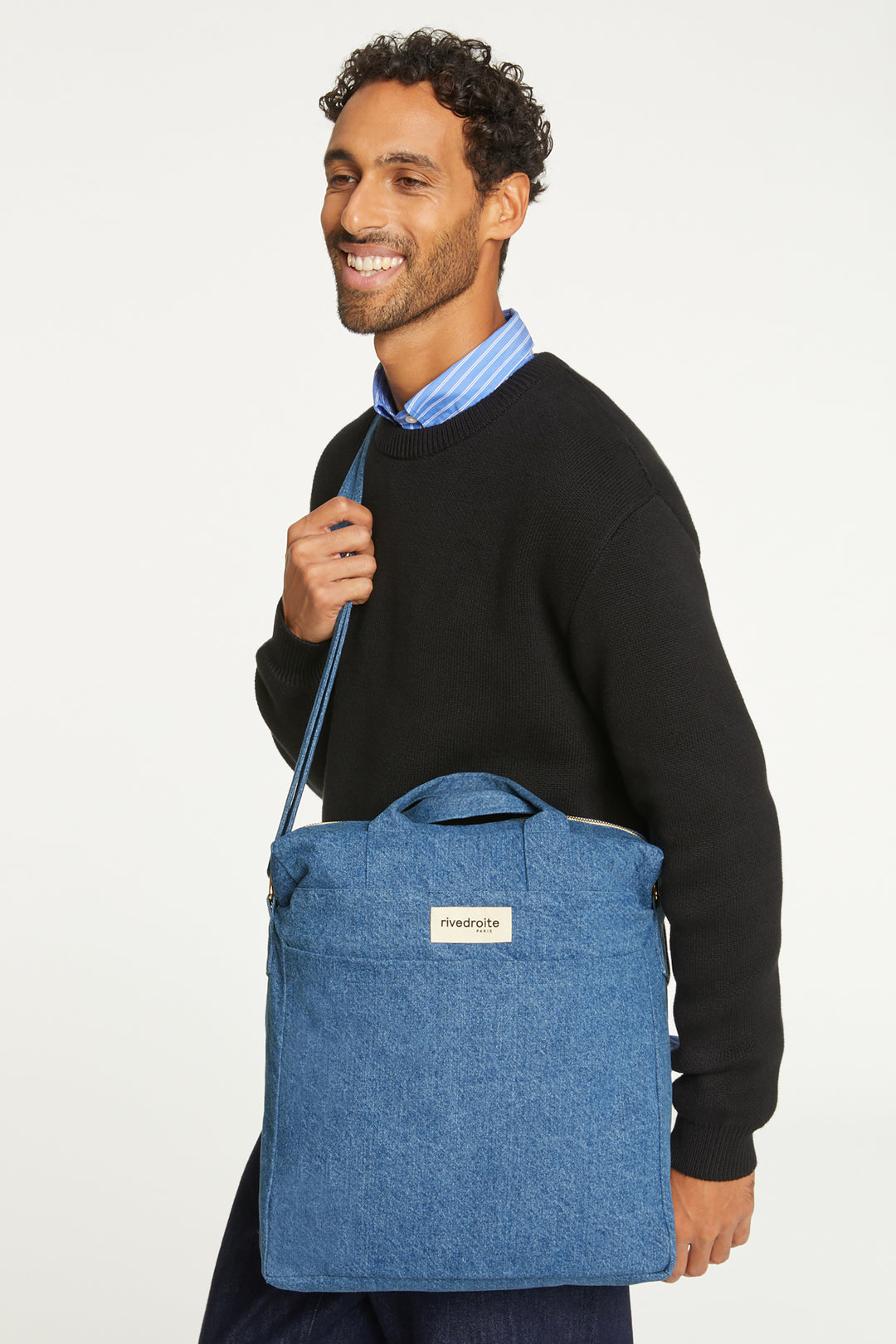 Achille the new city bag - Upcycled Stone Washed Denim