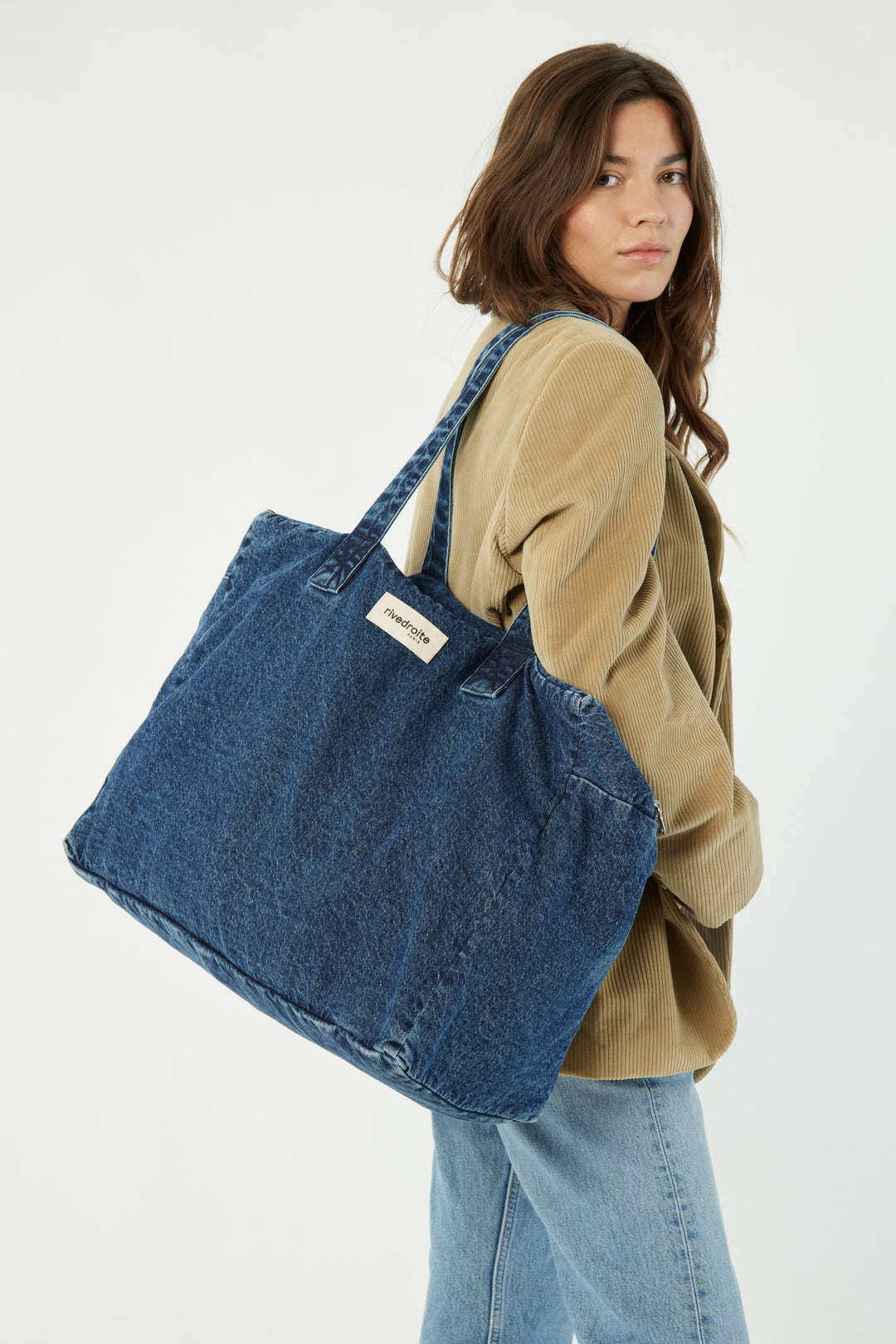 Celestins the 24-hour bag - Upcycled denim Aged Denim – Rivedroite 