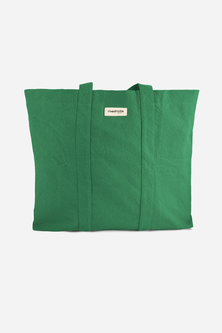 Marcel XL the giant tote - Recycled cotton Palm green – Rivedroite 